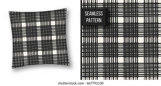 Abstract concept vector monochrome geometric pattern. Black and white minimal background. Creative illustration template. Seamless stylish texture. For wallpaper, surface, web design, textile, decor