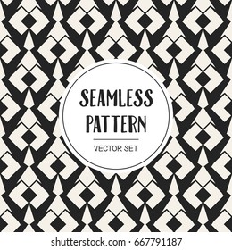 Abstract concept vector monochrome geometric pattern. Black and white minimal background. Creative illustration template. Seamless stylish texture. For wallpaper, surface, web design, textile, decor