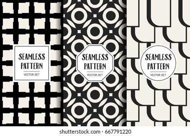 Abstract concept vector monochrome geometric pattern. Black and white minimal background. Creative illustration template. Seamless stylish texture. For wallpaper, surface, web design, textile, decor