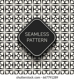 Abstract concept vector monochrome geometric pattern. Black and white minimal background. Creative illustration template. Seamless stylish texture. For wallpaper, surface, web design, textile, decor