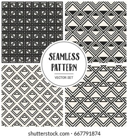 Abstract concept vector monochrome geometric pattern. Black and white minimal background. Creative illustration template. Seamless stylish texture. For wallpaper, surface, web design, textile, decor
