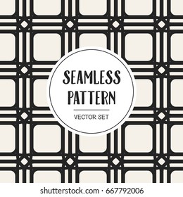 Abstract concept vector monochrome geometric pattern. Black and white minimal background. Creative illustration template. Seamless stylish texture. For wallpaper, surface, web design, textile, decor