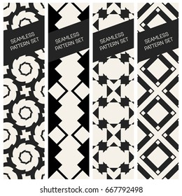 Abstract concept vector monochrome geometric pattern. Black and white minimal background. Creative illustration template. Seamless stylish texture. For wallpaper, surface, web design, textile, decor