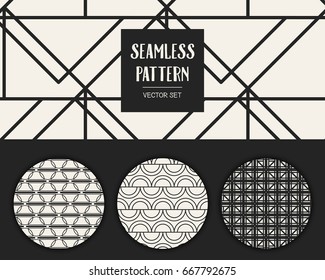 Abstract concept vector monochrome geometric pattern. Black and white minimal background. Creative illustration template. Seamless stylish texture. For wallpaper, surface, web design, textile, decor
