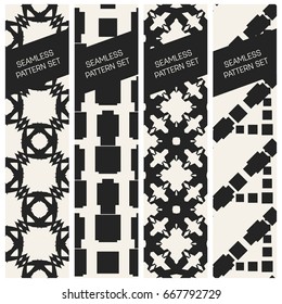Abstract concept vector monochrome geometric pattern. Black and white minimal background. Creative illustration template. Seamless stylish texture. For wallpaper, surface, web design, textile, decor