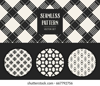Abstract concept vector monochrome geometric pattern. Black and white minimal background. Creative illustration template. Seamless stylish texture. For wallpaper, surface, web design, textile, decor
