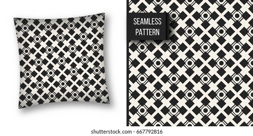 Abstract concept vector monochrome geometric pattern. Black and white minimal background. Creative illustration template. Seamless stylish texture. For wallpaper, surface, web design, textile, decor