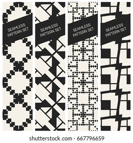 Abstract concept vector monochrome geometric pattern. Black and white minimal background. Creative illustration template. Seamless stylish texture. For wallpaper, surface, web design, textile, decor