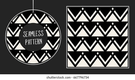 Abstract concept vector monochrome geometric pattern. Black and white minimal background. Creative illustration template. Seamless stylish texture. For wallpaper, surface, web design, textile, decor