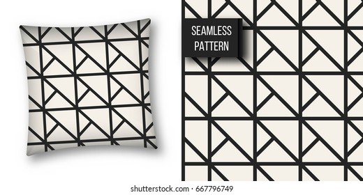 Abstract concept vector monochrome geometric pattern. Black and white minimal background. Creative illustration template. Seamless stylish texture. For wallpaper, surface, web design, textile, decor