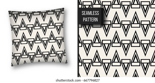 Abstract concept vector monochrome geometric pattern. Black and white minimal background. Creative illustration template. Seamless stylish texture. For wallpaper, surface, web design, textile, decor