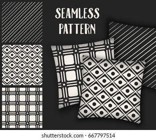 Abstract concept vector monochrome geometric pattern. Black and white minimal background. Creative illustration template. Seamless stylish texture. For wallpaper, surface, web design, textile, decor
