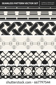 Abstract concept vector monochrome geometric pattern. Black and white minimal background. Creative illustration template. Seamless stylish texture. For wallpaper, surface, web design, textile, decor