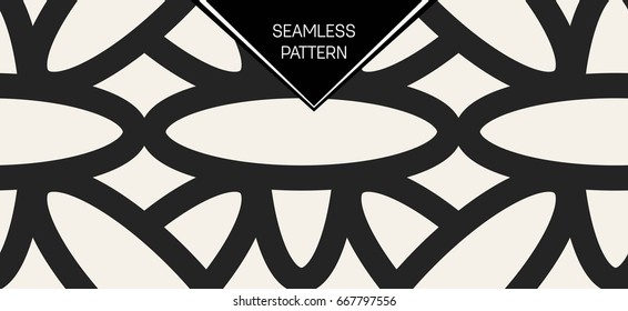 Abstract concept vector monochrome geometric pattern. Black and white minimal background. Creative illustration template. Seamless stylish texture. For wallpaper, surface, web design, textile, decor