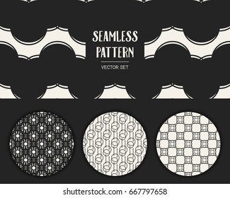 Abstract concept vector monochrome geometric pattern. Black and white minimal background. Creative illustration template. Seamless stylish texture. For wallpaper, surface, web design, textile, decor