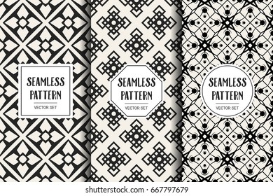 Abstract concept vector monochrome geometric pattern. Black and white minimal background. Creative illustration template. Seamless stylish texture. For wallpaper, surface, web design, textile, decor