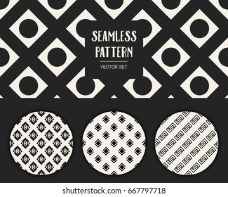 Abstract concept vector monochrome geometric pattern. Black and white minimal background. Creative illustration template. Seamless stylish texture. For wallpaper, surface, web design, textile, decor
