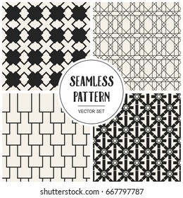 Abstract concept vector monochrome geometric pattern. Black and white minimal background. Creative illustration template. Seamless stylish texture. For wallpaper, surface, web design, textile, decor