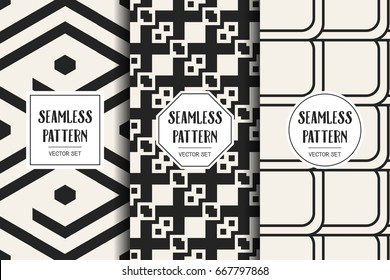 Abstract concept vector monochrome geometric pattern. Black and white minimal background. Creative illustration template. Seamless stylish texture. For wallpaper, surface, web design, textile, decor
