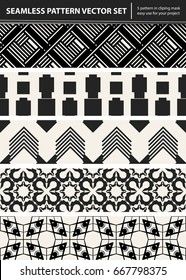 Abstract concept vector monochrome geometric pattern. Black and white minimal background. Creative illustration template. Seamless stylish texture. For wallpaper, surface, web design, textile, decor