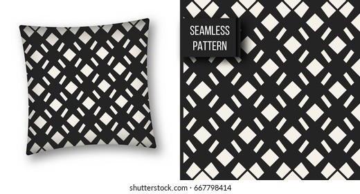 Abstract concept vector monochrome geometric pattern. Black and white minimal background. Creative illustration template. Seamless stylish texture. For wallpaper, surface, web design, textile, decor