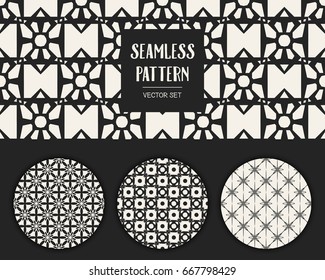 Abstract concept vector monochrome geometric pattern. Black and white minimal background. Creative illustration template. Seamless stylish texture. For wallpaper, surface, web design, textile, decor