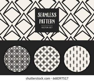 Abstract concept vector monochrome geometric pattern. Black and white minimal background. Creative illustration template. Seamless stylish texture. For wallpaper, surface, web design, textile, decor
