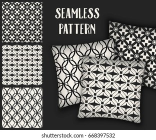 Abstract concept vector monochrome geometric pattern. Black and white minimal background. Creative illustration template. Seamless stylish texture. For wallpaper, surface, web design, textile, decor