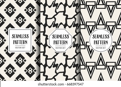Abstract concept vector monochrome geometric pattern. Black and white minimal background. Creative illustration template. Seamless stylish texture. For wallpaper, surface, web design, textile, decor