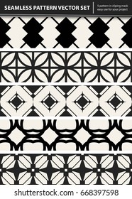 Abstract concept vector monochrome geometric pattern. Black and white minimal background. Creative illustration template. Seamless stylish texture. For wallpaper, surface, web design, textile, decor