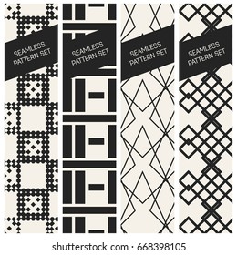 Abstract concept vector monochrome geometric pattern. Black and white minimal background. Creative illustration template. Seamless stylish texture. For wallpaper, surface, web design, textile, decor