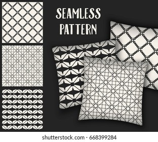 Abstract concept vector monochrome geometric pattern. Black and white minimal background. Creative illustration template. Seamless stylish texture. For wallpaper, surface, web design, textile, decor