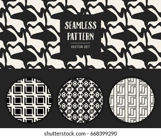 Abstract concept vector monochrome geometric pattern. Black and white minimal background. Creative illustration template. Seamless stylish texture. For wallpaper, surface, web design, textile, decor
