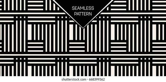 Abstract concept vector monochrome geometric pattern. Black and white minimal background. Creative illustration template. Seamless stylish texture. For wallpaper, surface, web design, textile, decor