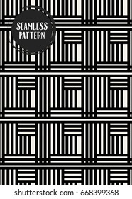 Abstract concept vector monochrome geometric pattern. Black and white minimal background. Creative illustration template. Seamless stylish texture. For wallpaper, surface, web design, textile, decor