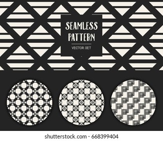 Abstract concept vector monochrome geometric pattern. Black and white minimal background. Creative illustration template. Seamless stylish texture. For wallpaper, surface, web design, textile, decor