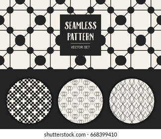 Abstract concept vector monochrome geometric pattern. Black and white minimal background. Creative illustration template. Seamless stylish texture. For wallpaper, surface, web design, textile, decor