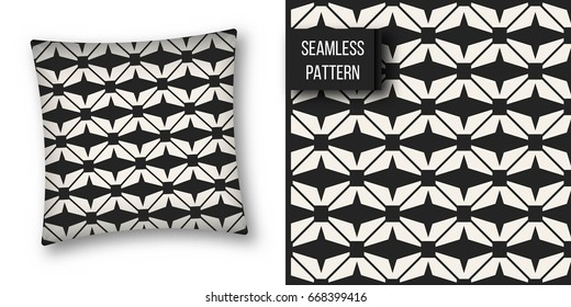 Abstract concept vector monochrome geometric pattern. Black and white minimal background. Creative illustration template. Seamless stylish texture. For wallpaper, surface, web design, textile, decor