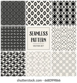 Abstract concept vector monochrome geometric pattern. Black and white minimal background. Creative illustration template. Seamless stylish texture. For wallpaper, surface, web design, textile, decor