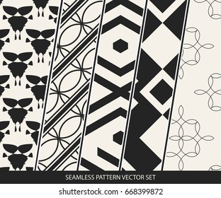 Abstract concept vector monochrome geometric pattern. Black and white minimal background. Creative illustration template. Seamless stylish texture. For wallpaper, surface, web design, textile, decor