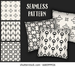 Abstract concept vector monochrome geometric pattern. Black and white minimal background. Creative illustration template. Seamless stylish texture. For wallpaper, surface, web design, textile, decor