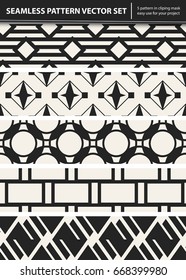 Abstract concept vector monochrome geometric pattern. Black and white minimal background. Creative illustration template. Seamless stylish texture. For wallpaper, surface, web design, textile, decor