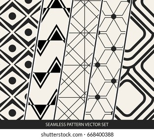 Abstract concept vector monochrome geometric pattern. Black and white minimal background. Creative illustration template. Seamless stylish texture. For wallpaper, surface, web design, textile, decor