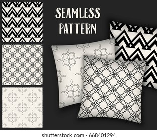Abstract concept vector monochrome geometric pattern. Black and white minimal background. Creative illustration template. Seamless stylish texture. For wallpaper, surface, web design, textile, decor