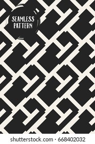 Abstract concept vector monochrome geometric pattern. Black and white minimal background. Creative illustration template. Seamless stylish texture. For wallpaper, surface, web design, textile, decor