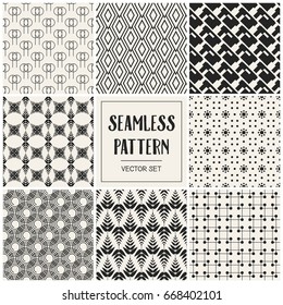 Abstract concept vector monochrome geometric pattern. Black and white minimal background. Creative illustration template. Seamless stylish texture. For wallpaper, surface, web design, textile, decor