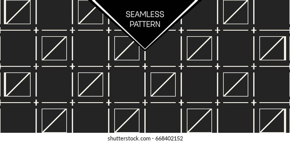 Abstract concept vector monochrome geometric pattern. Black and white minimal background. Creative illustration template. Seamless stylish texture. For wallpaper, surface, web design, textile, decor