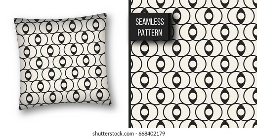 Abstract concept vector monochrome geometric pattern. Black and white minimal background. Creative illustration template. Seamless stylish texture. For wallpaper, surface, web design, textile, decor