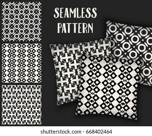 Abstract concept vector monochrome geometric pattern. Black and white minimal background. Creative illustration template. Seamless stylish texture. For wallpaper, surface, web design, textile, decor