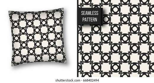 Abstract concept vector monochrome geometric pattern. Black and white minimal background. Creative illustration template. Seamless stylish texture. For wallpaper, surface, web design, textile, decor